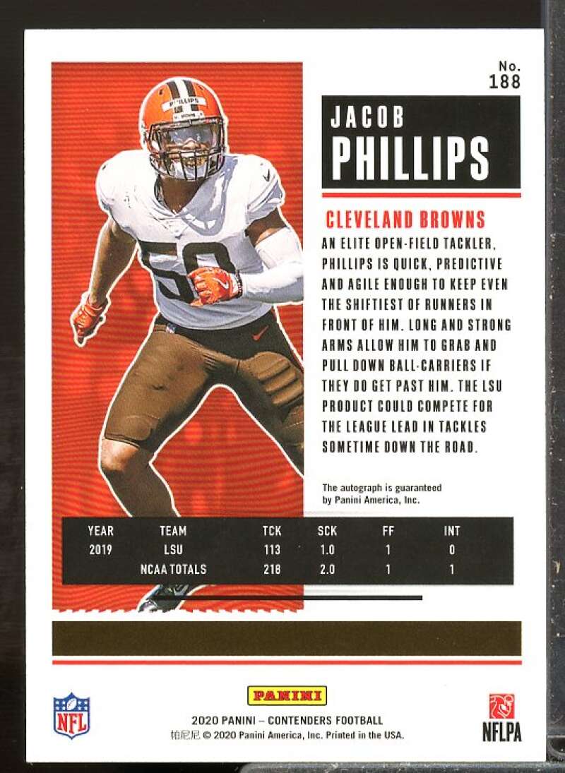Jacob Phillips Rookie Card 2020 Panini Contenders Rookie Auto #188  Image 2