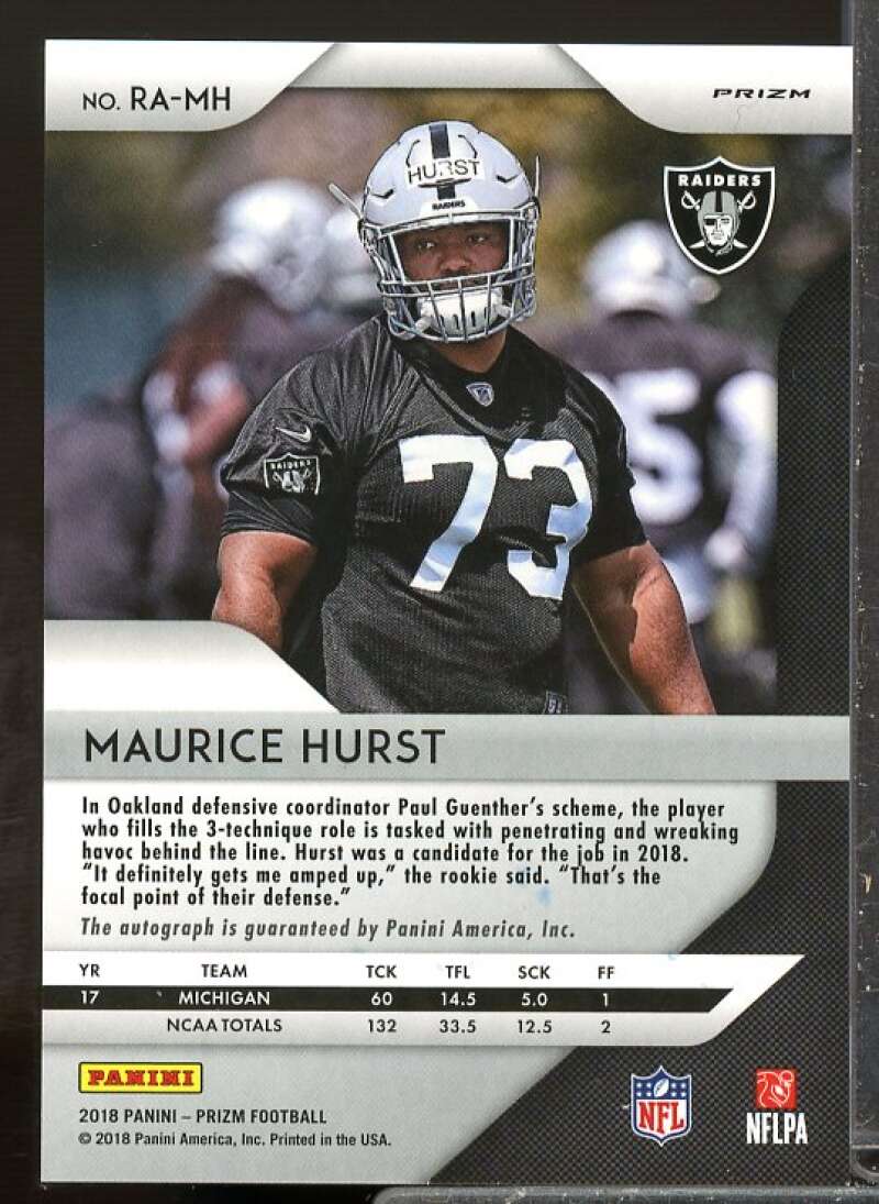 Maurice Hurst 2018 Panini Prizm Rookie Autographs Prizms Neon Green Pulsar #78  Image 2