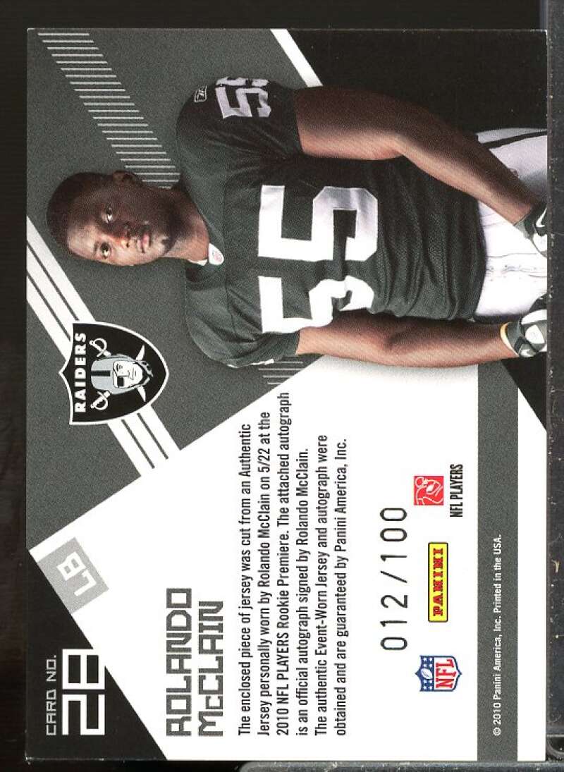 Rolando McClain Rookie 2010 Epix Rookie Campaign Jersey Material Signatures #28  Image 2