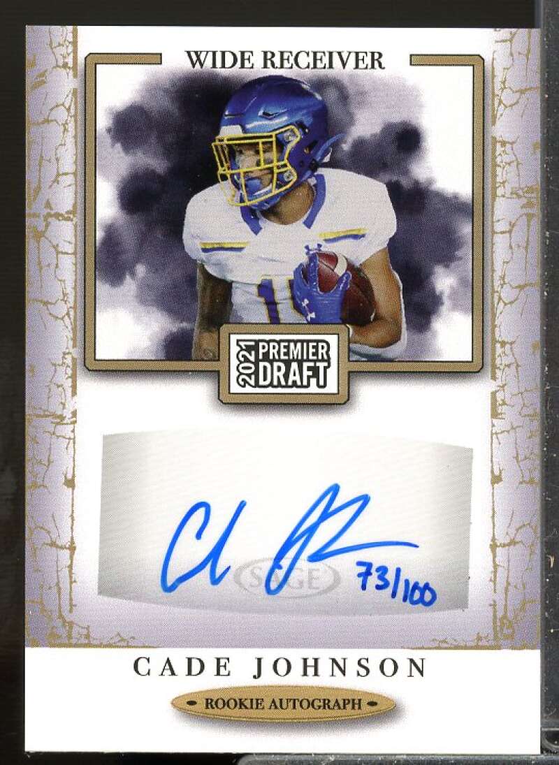 Cade Johnson Rookie Card 2021 SAGE HIT Autographs Gold #A8  Image 1