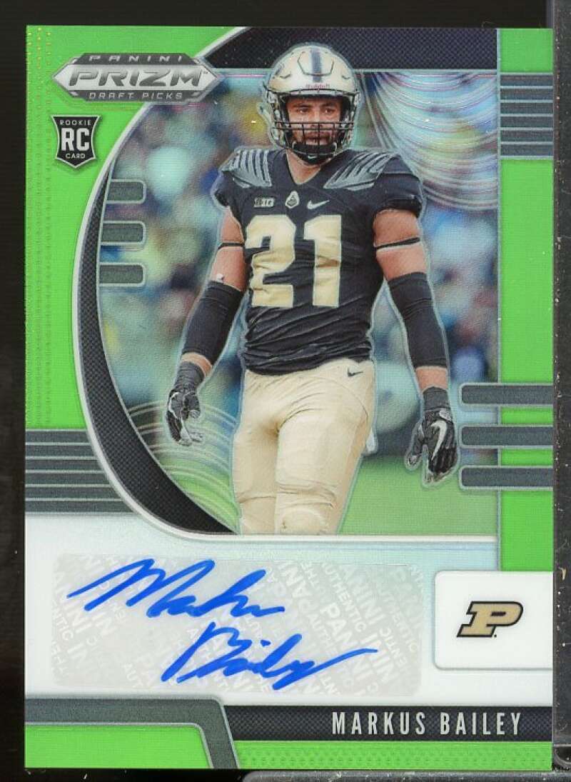 Markus Bailey/125 2020 Panini Prizm Draft Pick Rookie Autograph Neon Green #201  Image 1