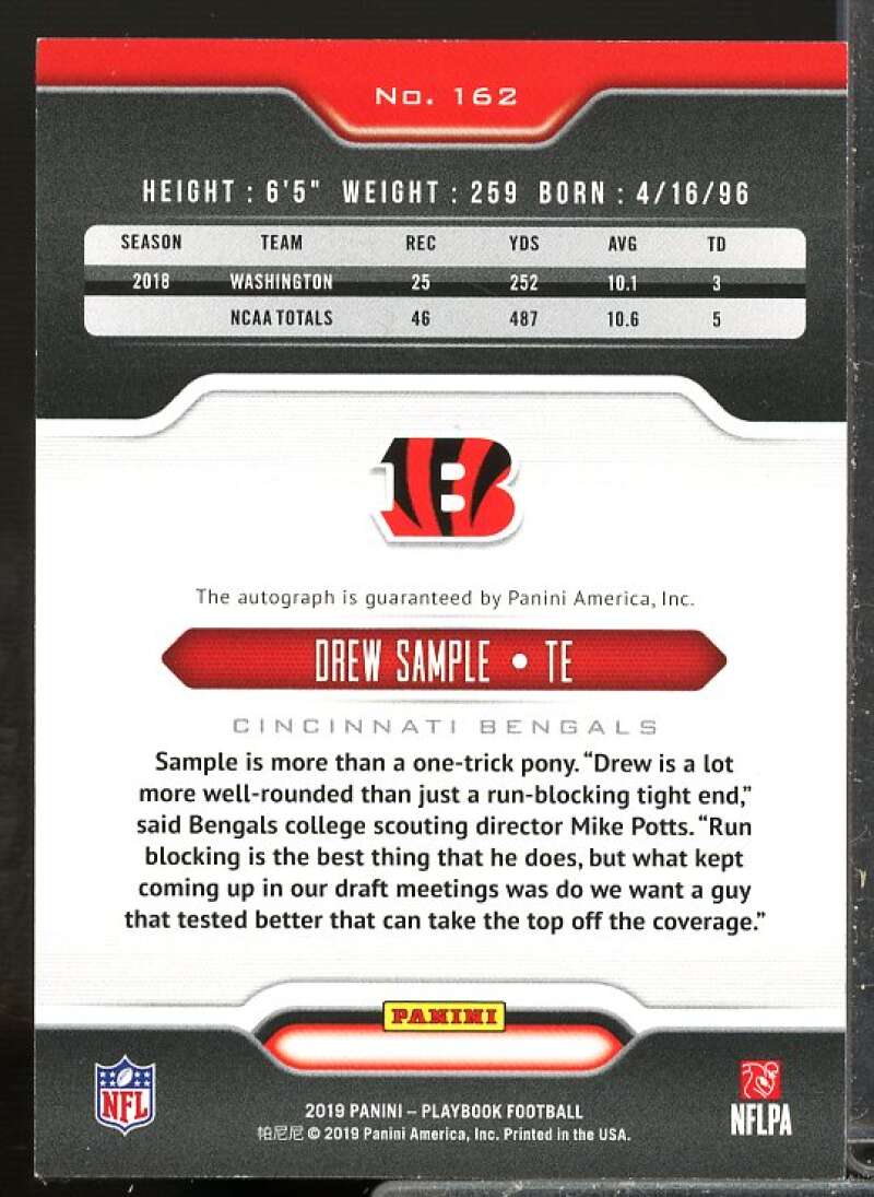 Drew Sample/49 Rookie Card 2019 Panini Playbook Rookie Signatures Blue #162  Image 2
