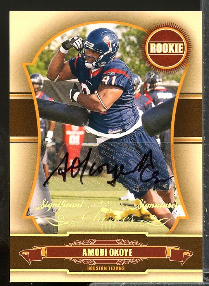 Amobi Okoye Rookie 2007 Donruss Classic Rookie Significant Signatures Gold #196  Image 1