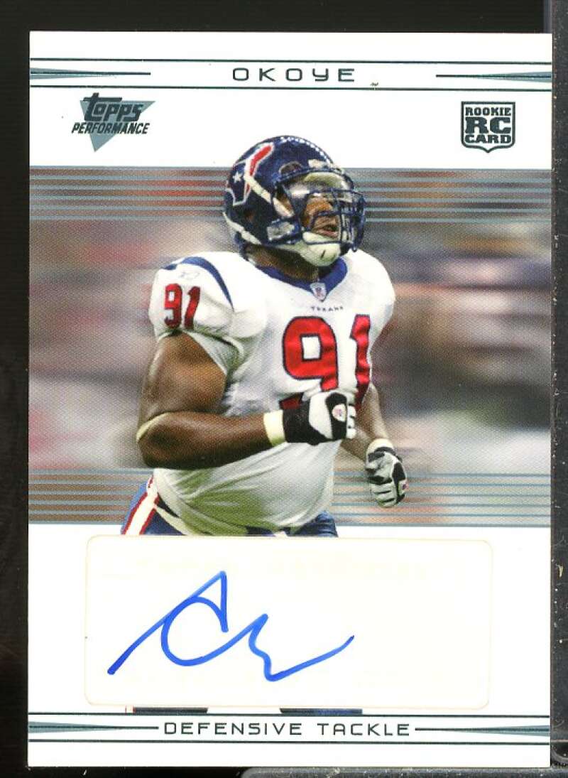Amobi Okoye E Rookie Card 2007 Topps Performance Rookie Autographs #131  Image 1
