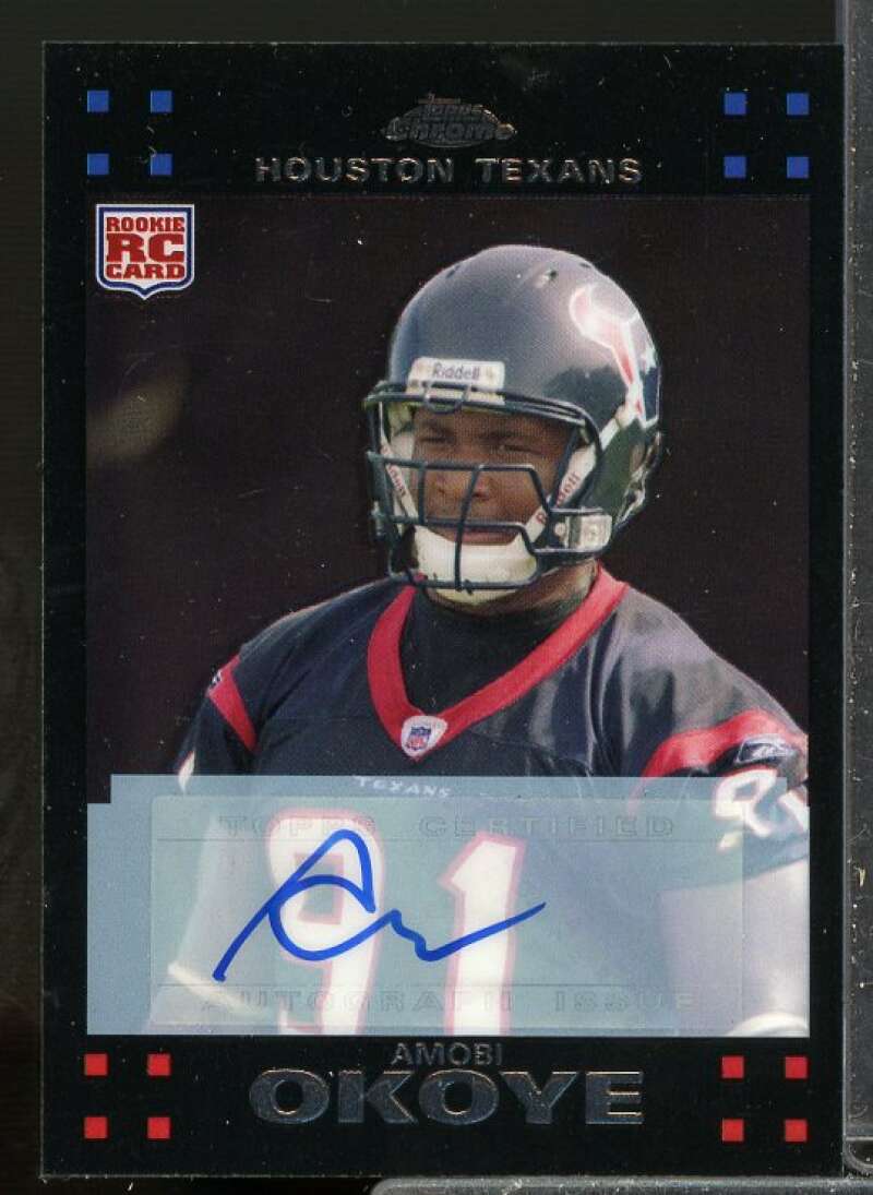 Amobi Okoye G Rookie Card 2007 Topps Chrome Rookie Autographs #TC226  Image 1