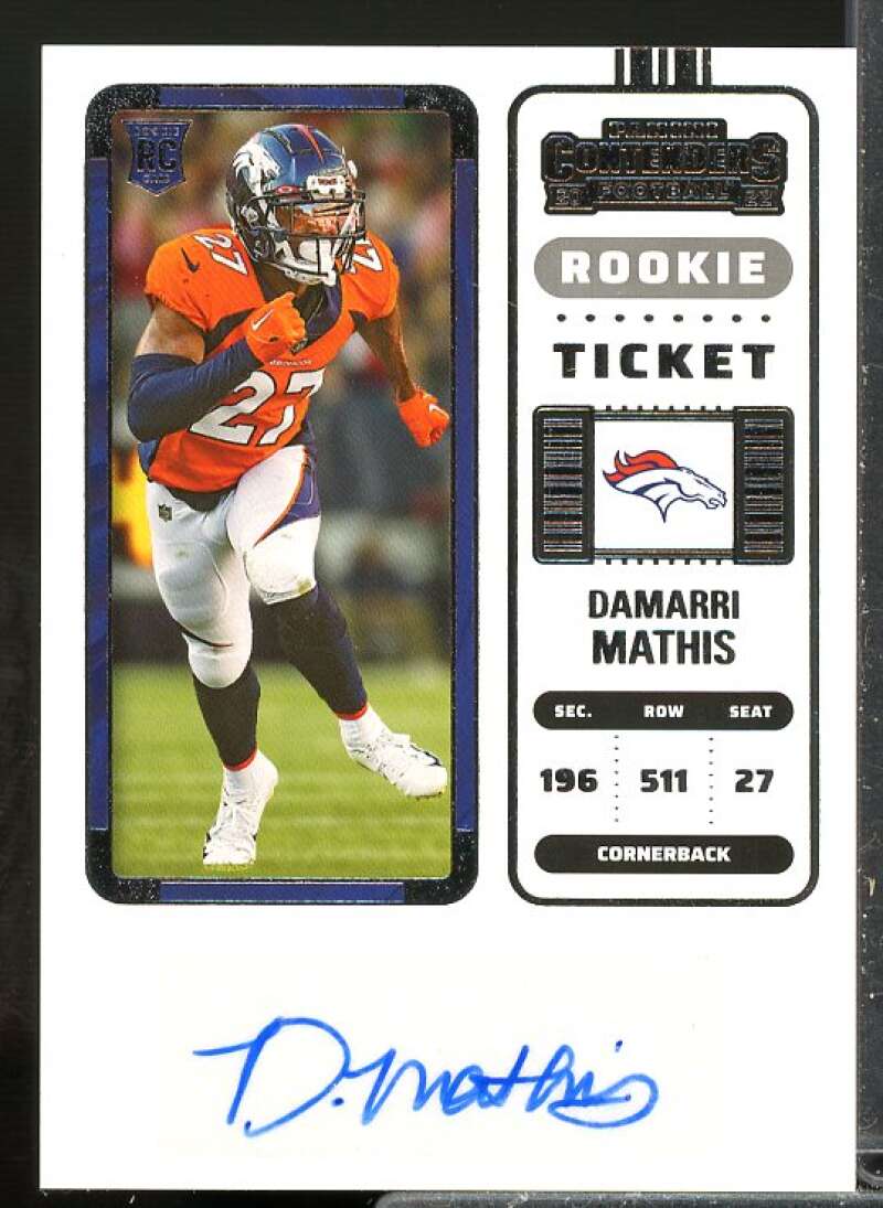 Damarri Mathis AU Rookie Card 2022 Panini Contenders Rookie Auto #206  Image 1