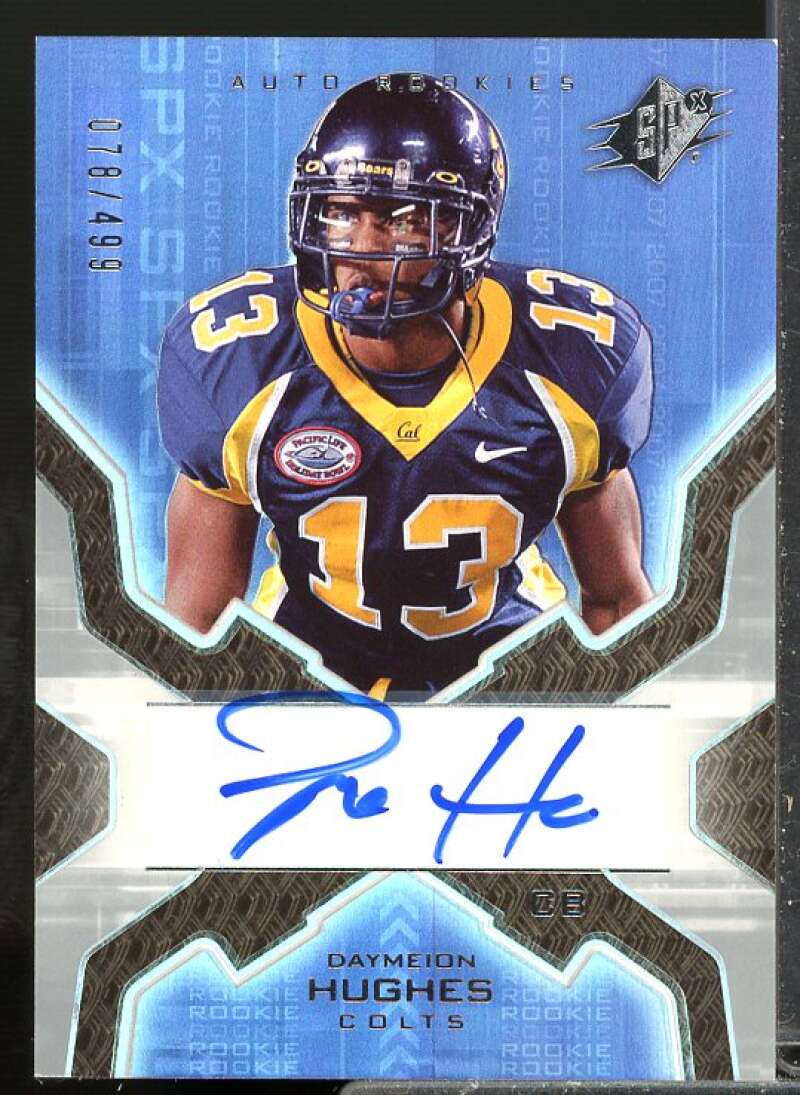 Daymeion Hughes AU Rookie Card 2007 SPx Rookie Auto #170  Image 1
