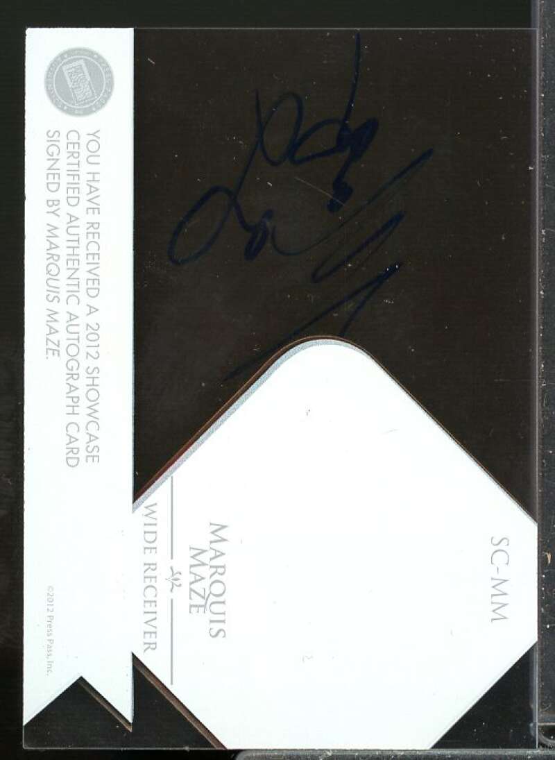 Marquis Maze Rookie Card 2012 Press Pass Showcase Auto Blue #SCMM  Image 2