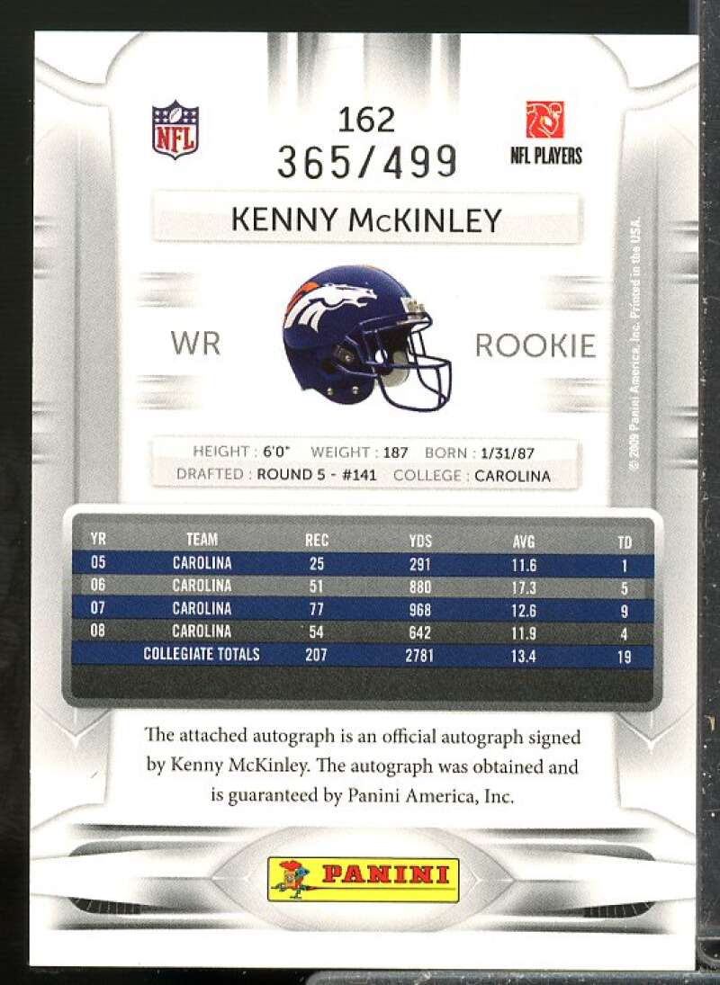 Kenny McKinley/499 2009 Playoff Prestige Draft Picks Rookie Autographs #162  Image 2