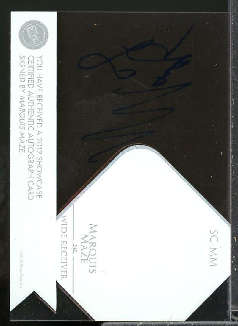 Marquis Maze Rookie Card 2012 Press Pass Showcase Auto Gold #SCMM  Image 2