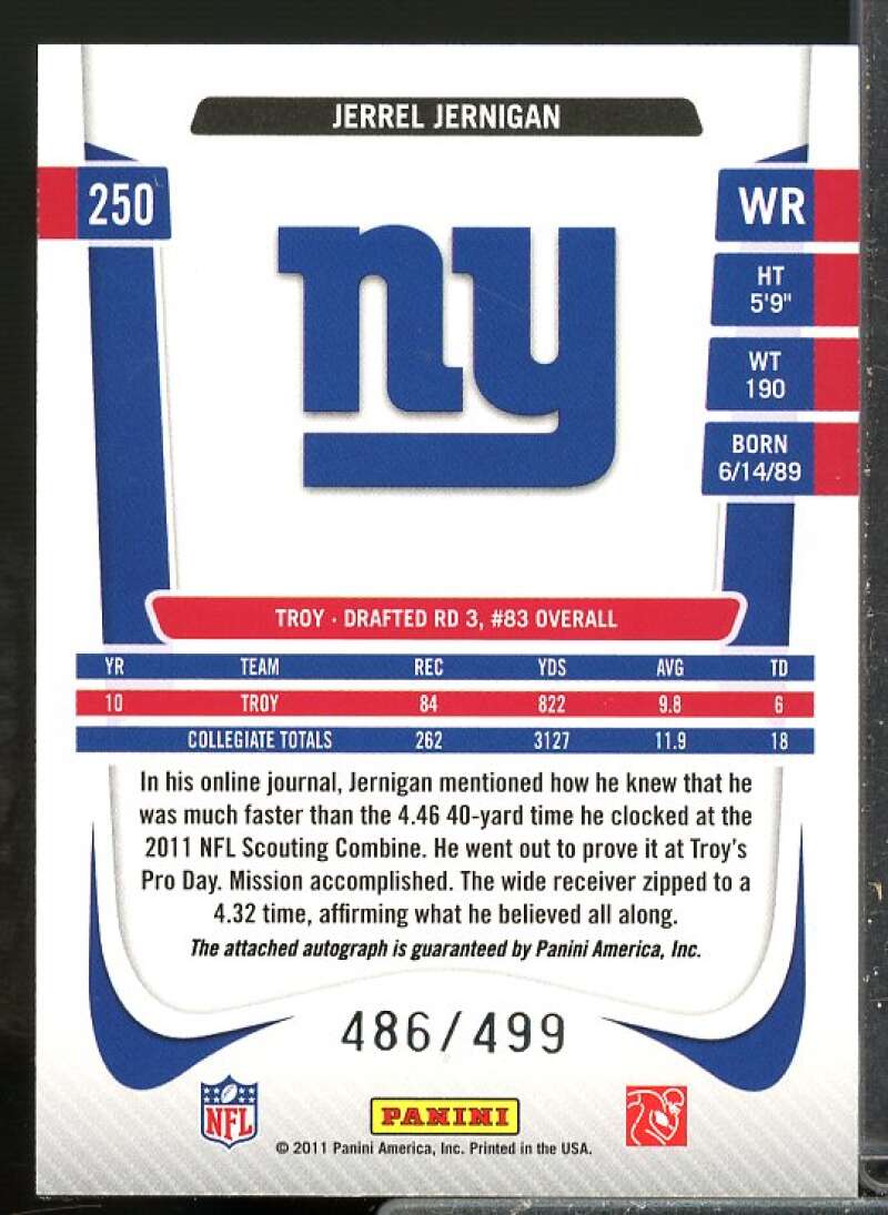 Jerrel Jernigan/499 2011 Prestige Draft Picks Rights Rookie Autographs #250  Image 2