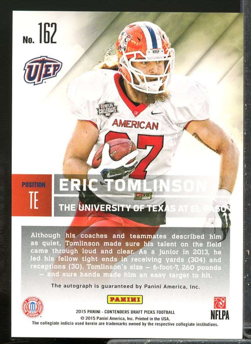 Eric Tomlinson AU 2015 Panini Contender Rookie Auto Draft Ticket Blue Foil #162  Image 2