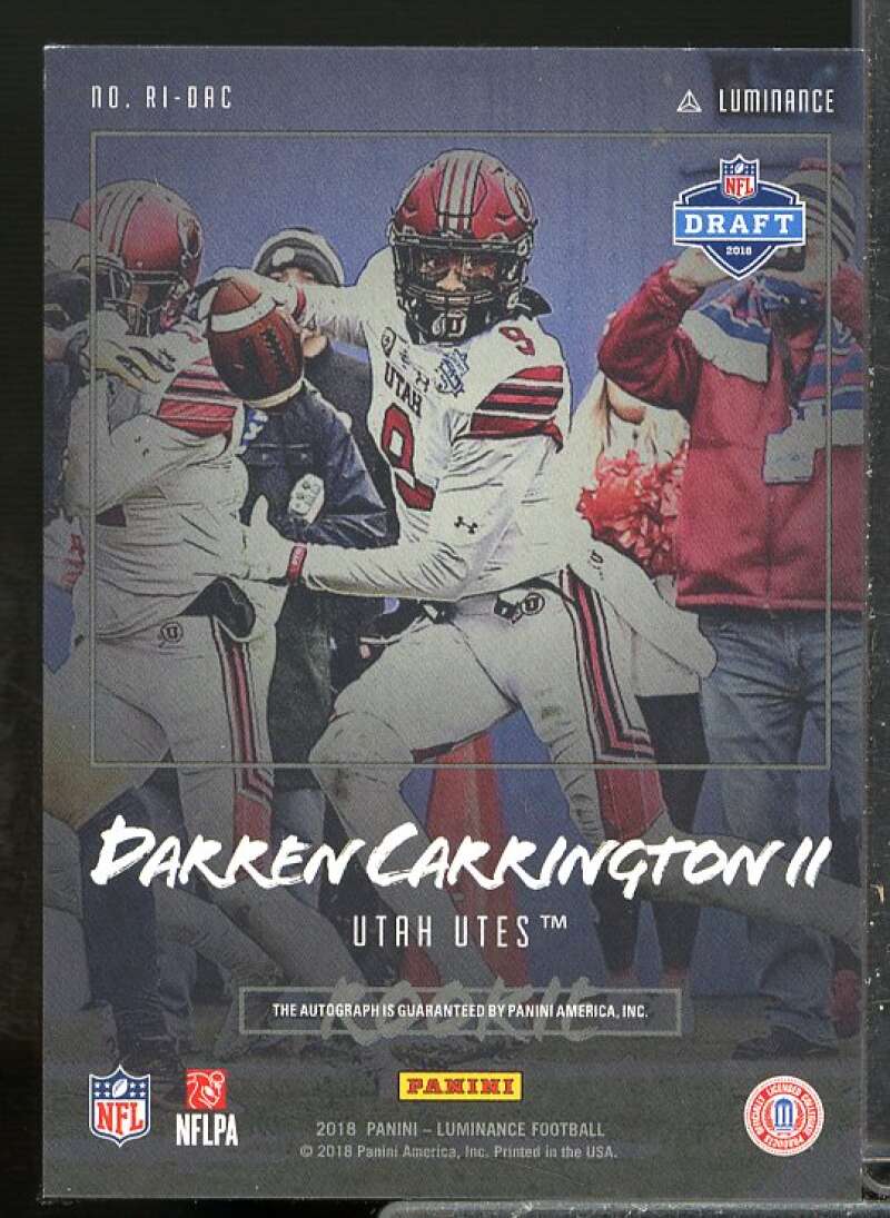 Darren Carrington II Rookie 2018 Panini Luminance Rookie Ink Autograph Gold #27  Image 2