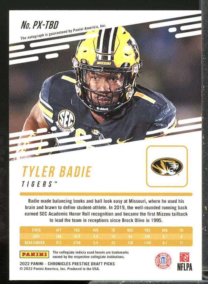 Tyler Badie 2022 Panini Chronicles Draft Prestige Xtra Points Rookie Auto #5  Image 2