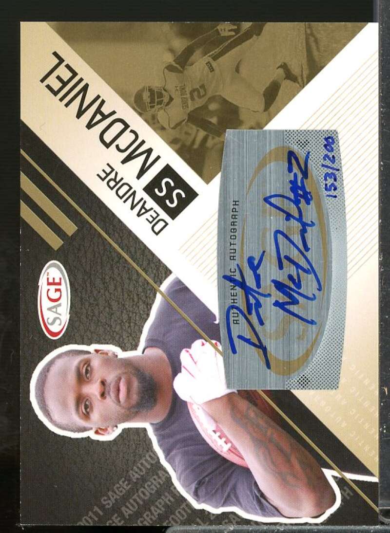 DeAndre McDaniel Rookie Card 2011 SAGE Autographs Gold #31  Image 1