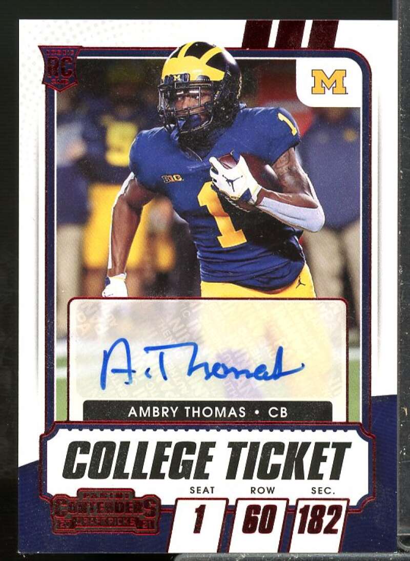 Ambry Thomas 2021 Panini Contenders Draft Picks Rookie Auto Ticket Red #236  Image 1