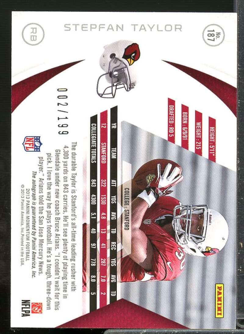 Stepfan Taylor/199 Rookie Card 2013 Momentum Rookie Signatures #187  Image 2