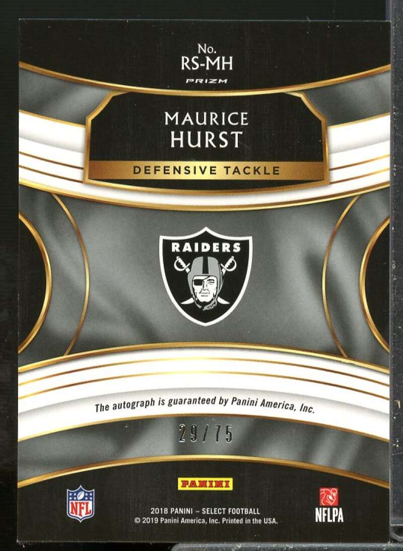 Maurice Hurst/75 Rookie Card 2018 Select Rookie Signatures Prizm Maroon #21  Image 2