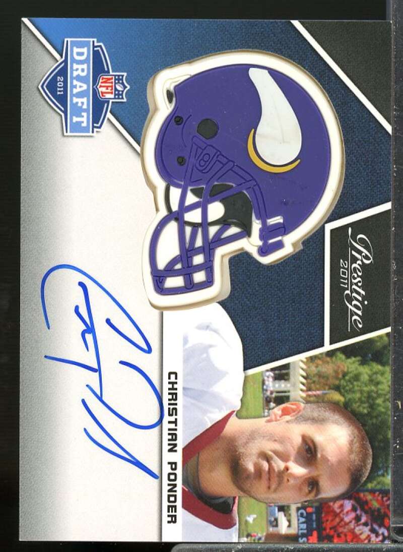 Christian Ponder Rookie Card 2011 Prestige Pro Helmets Rookie Autographs #34  Image 1