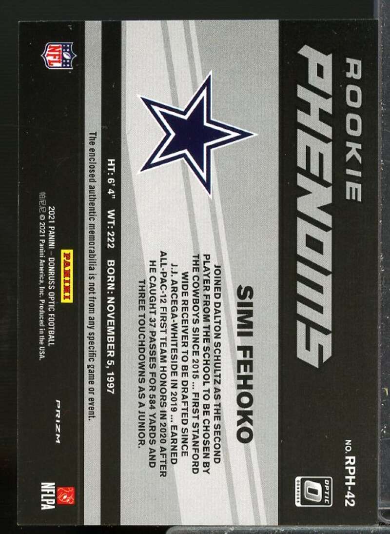 Simi Fehoko Rookie 2021 Donruss Optic Rookie Phenoms Jerseys Horizontal Red #42  Image 2