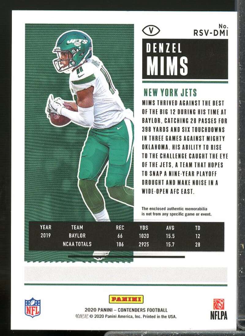 Denzel Mims Rookie 2020 Panini Contenders Rookie Ticket Jersey Swatches #25  Image 2
