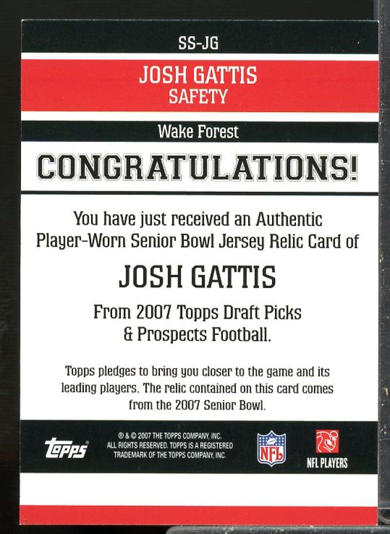 Josh Gattis 2007 Topps Draft Picks and Prospects Senior Standout Jersey #JG  Image 2