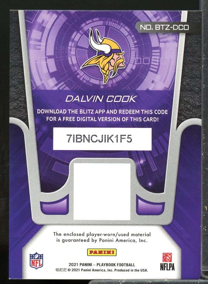 Dalvin Cook Card 2021 Panini Playbook BLITZ Jersey Memorabilia #16  Image 2