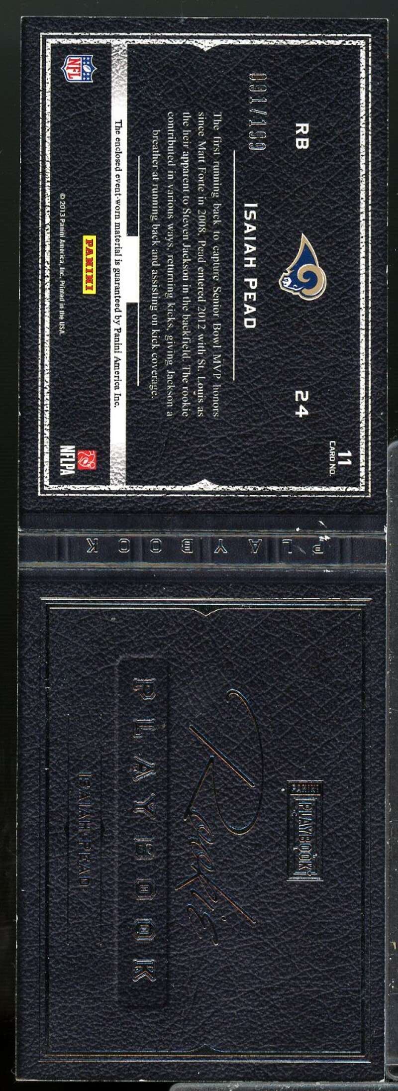 Isaiah Pead/199 Card 2012 Panini Playbook Rookie Playbook Materials Die Cut #11  Image 1