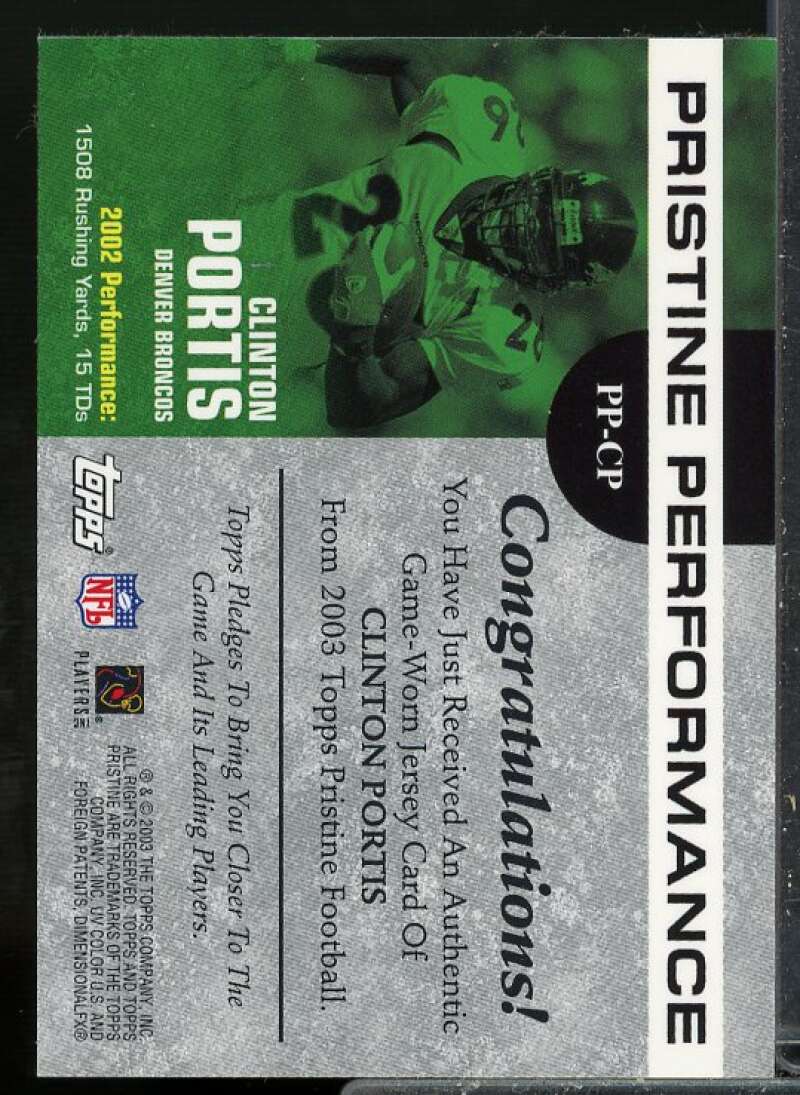 Clinton Portis C Card 2003 Topps Pristine Performance Jersey #PPCP  Image 2