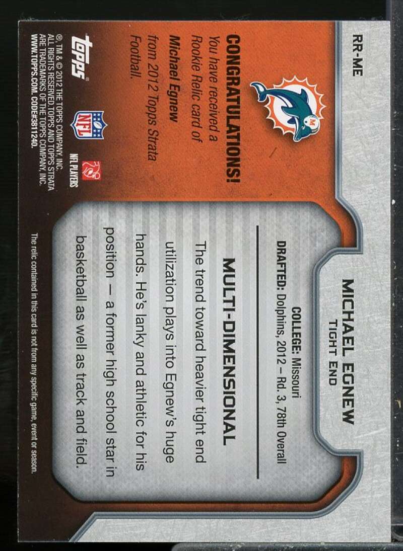 Michael Egnew Rookie Card 2012 Topps Strata Rookie Jerseys Green Patch #RRME  Image 2