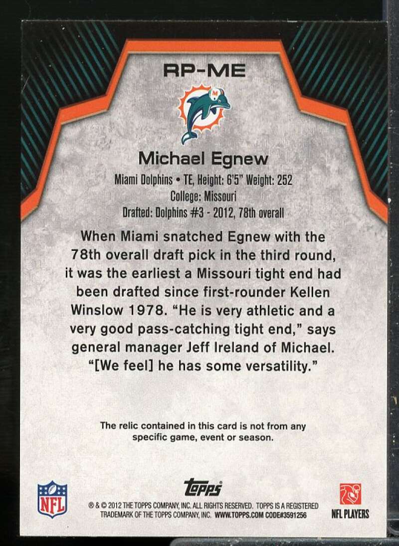 Michael Egnew Rookie Card 2012 Topps Rookie Patch #RPME  Image 2