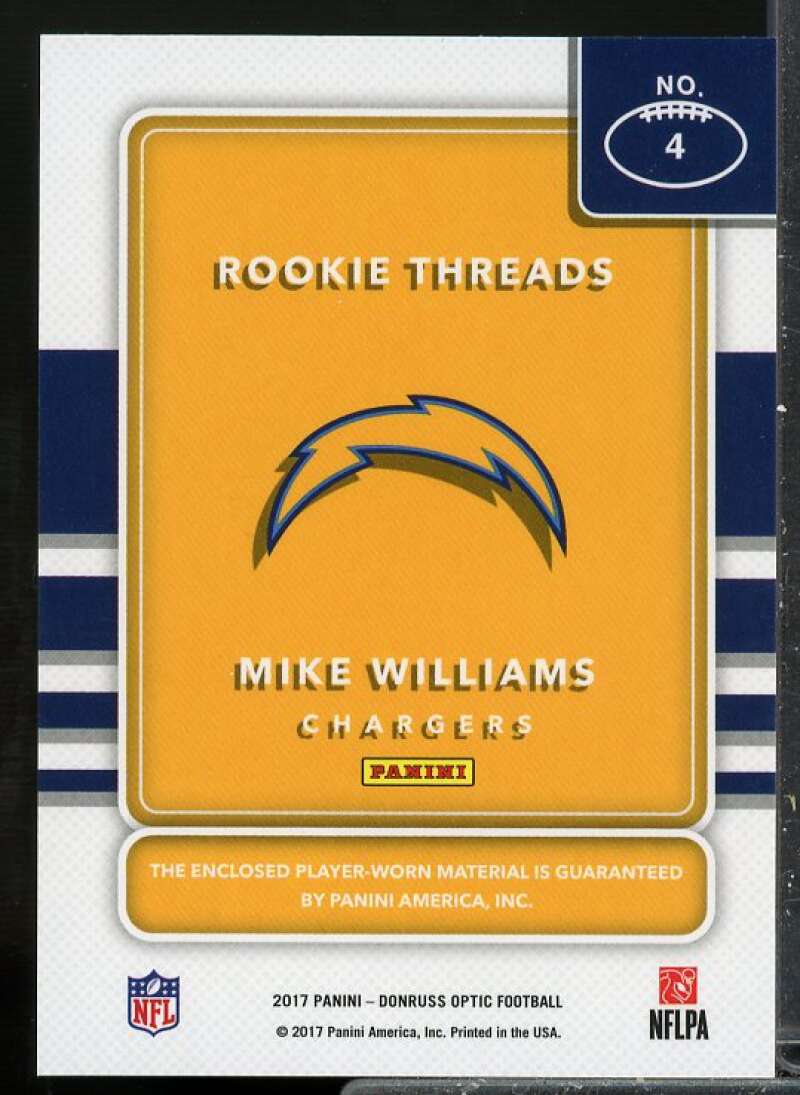 Mike Williams Rookie Card 2017 Donruss Optic Rookie Threads Jersey #4  Image 2