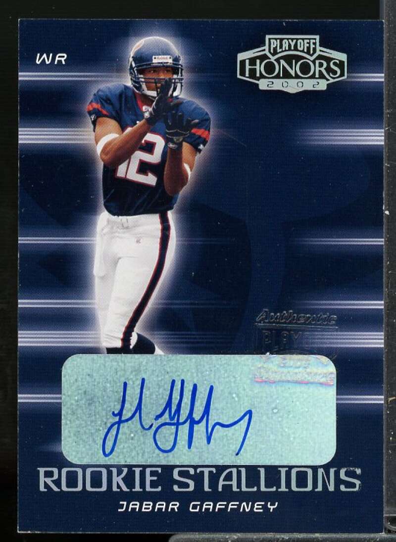 Jabar Gaffney Rookie Card 2002 Playoff Honors Rookie Stallion Autographs #RS20  Image 1