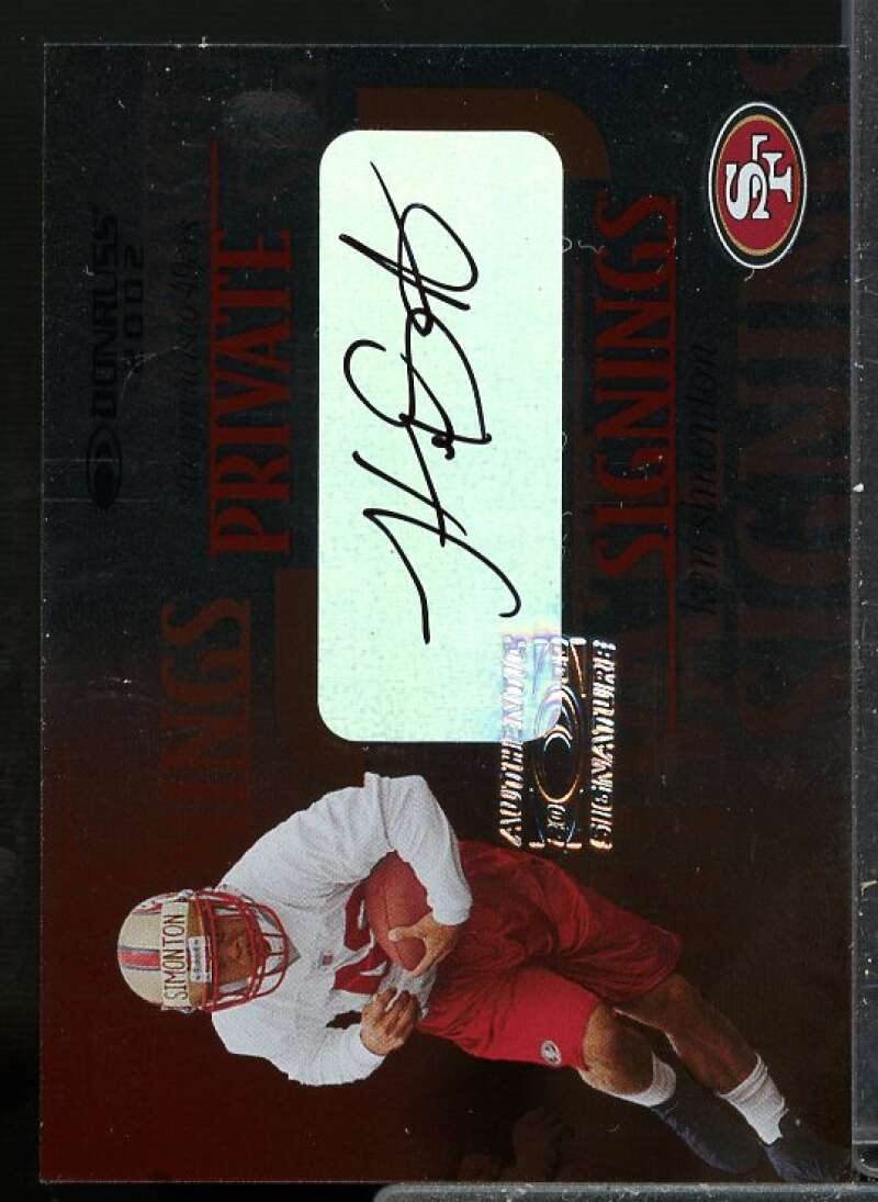 Ken Simonton Card 2002 Donruss Private Signings Rookie Autograph #PS29  Image 1