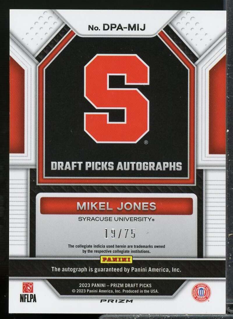 Mikel Jones/75 2023 Panini Prizm Draft Picks Rookie Autographs Blue Ice #102  Image 2