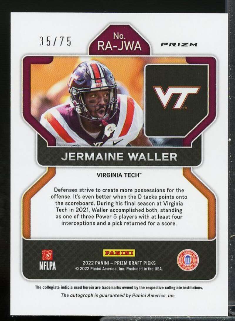 Jermaine Waller Rookie 2022 Panini Prizm Draft Picks Autographs Blue Ice #248  Image 2