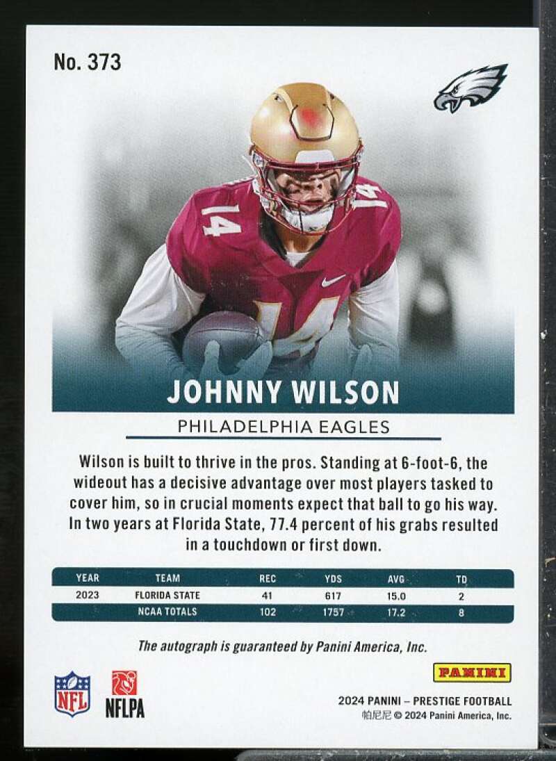 Johnny Wilson 2024 Prestige Xtra Points Rookie Auto Signature Premium Blue #373  Image 2