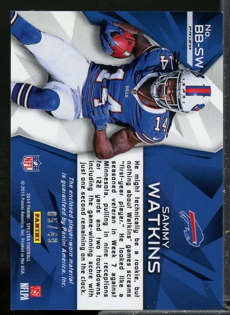 Sammy Watkins 2014 Panini Spectra Building Blocks Rookie Jersey Prizms Blue #22  Image 2