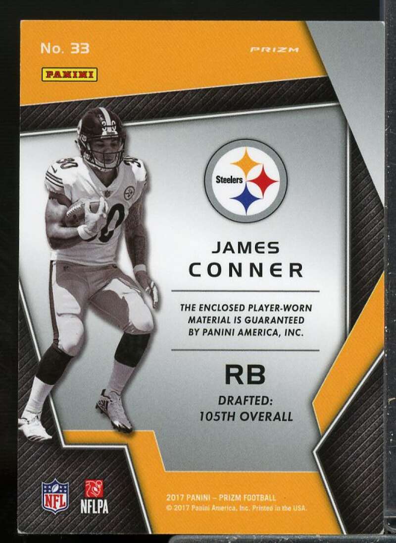 James Conner Card 2017 Panini Prizm Prizm Premier Rookie Jerseys #33  Image 2
