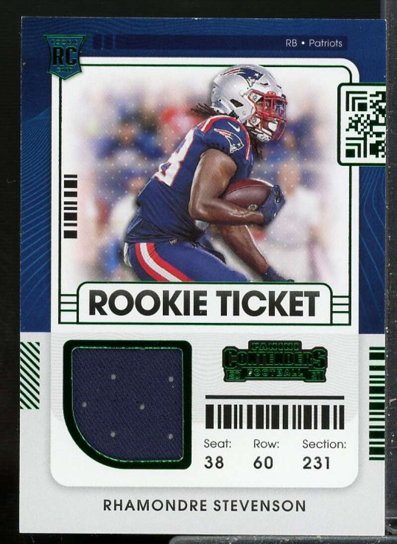 Rhamondre Stevenson Rookie 2021 Panini Contenders Rookie Ticket Swatches #33  Image 1