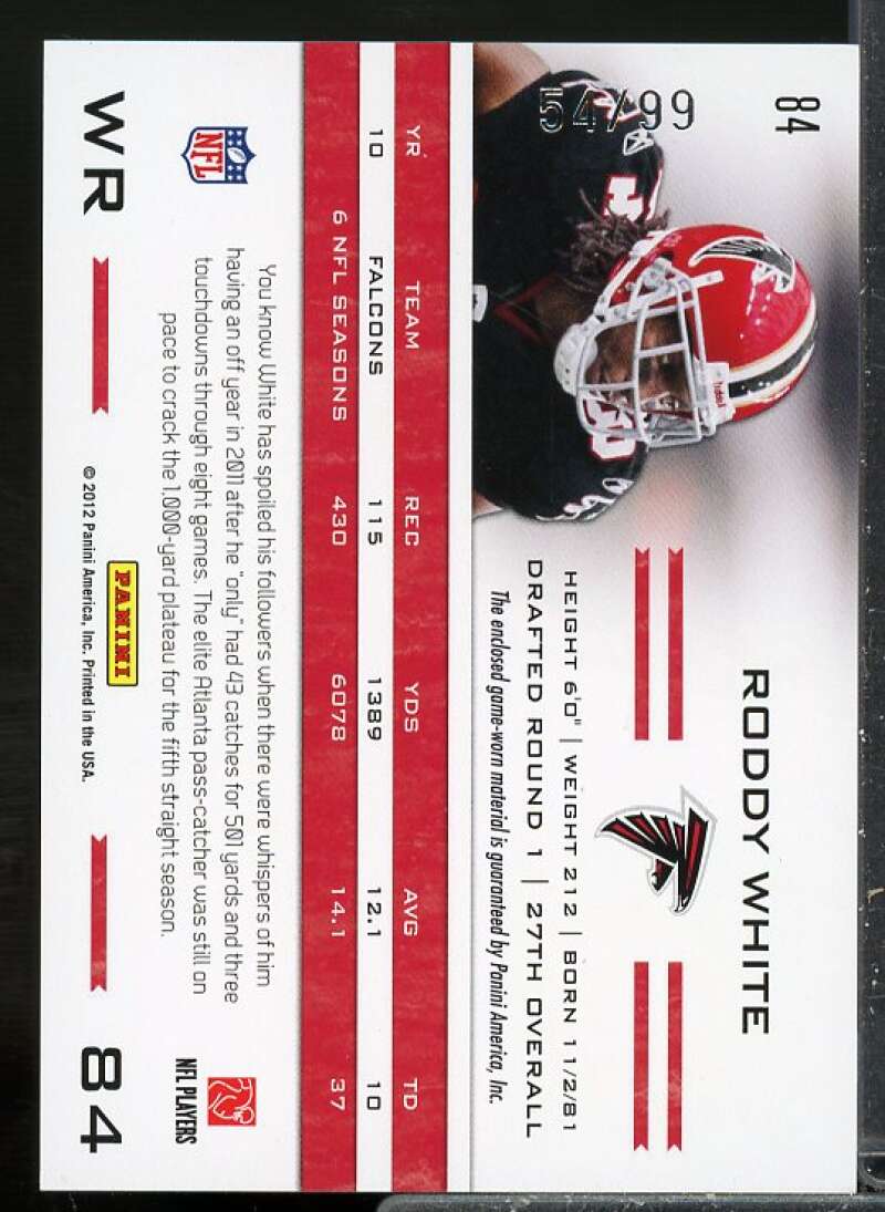 Roddy White/99 Card 2011 Totally Certified Blue Jersey Materials #84  Image 2