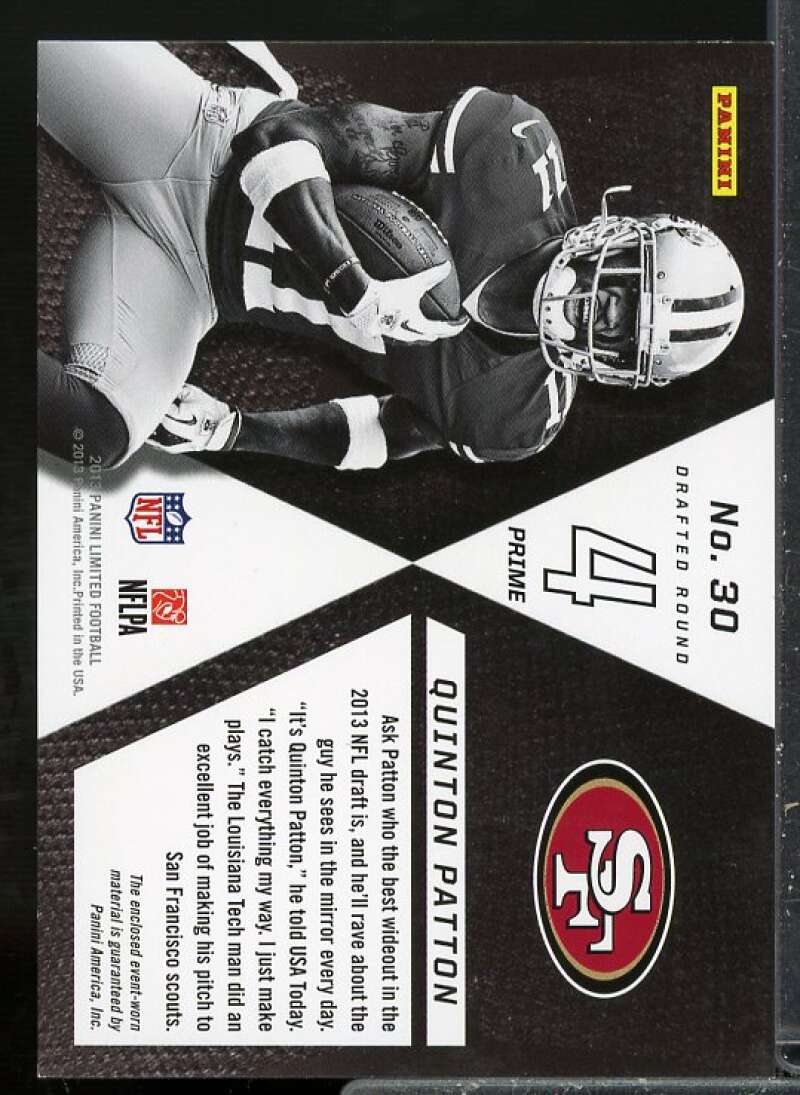 Quinton Patton Rookie Card 2013 Limited Rookie Jumbo Jerseys RC Logo Prime #30  Image 2