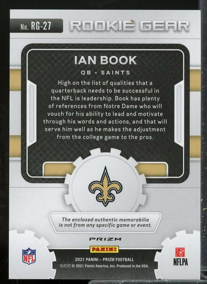 Ian Book Rookie Card 2021 Panini Prizm Rookie Gear Jersey Purple Pulsar #27  Image 2