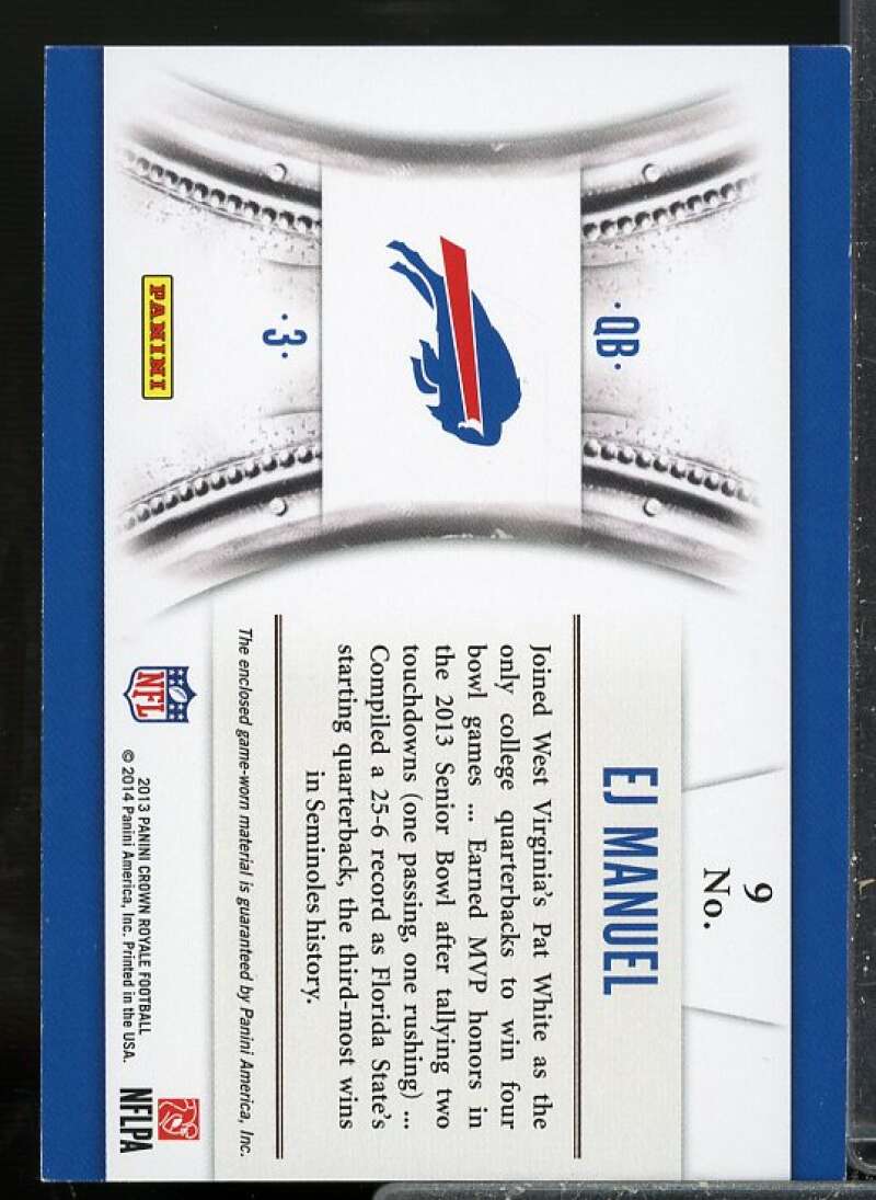 EJ Manuel/99 Rookie Card 2013 Crown Royale Rookie Royalty Jersey Materials #9  Image 2