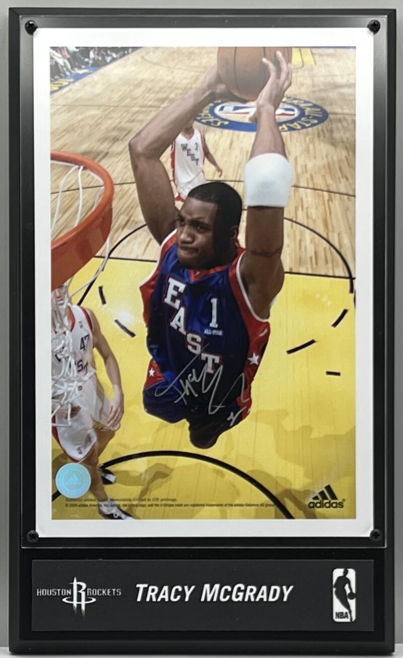 Tracy McGrady Adidas Autograph Signed 8x10 Houston Rockets AllStar Framed Poster Image 1