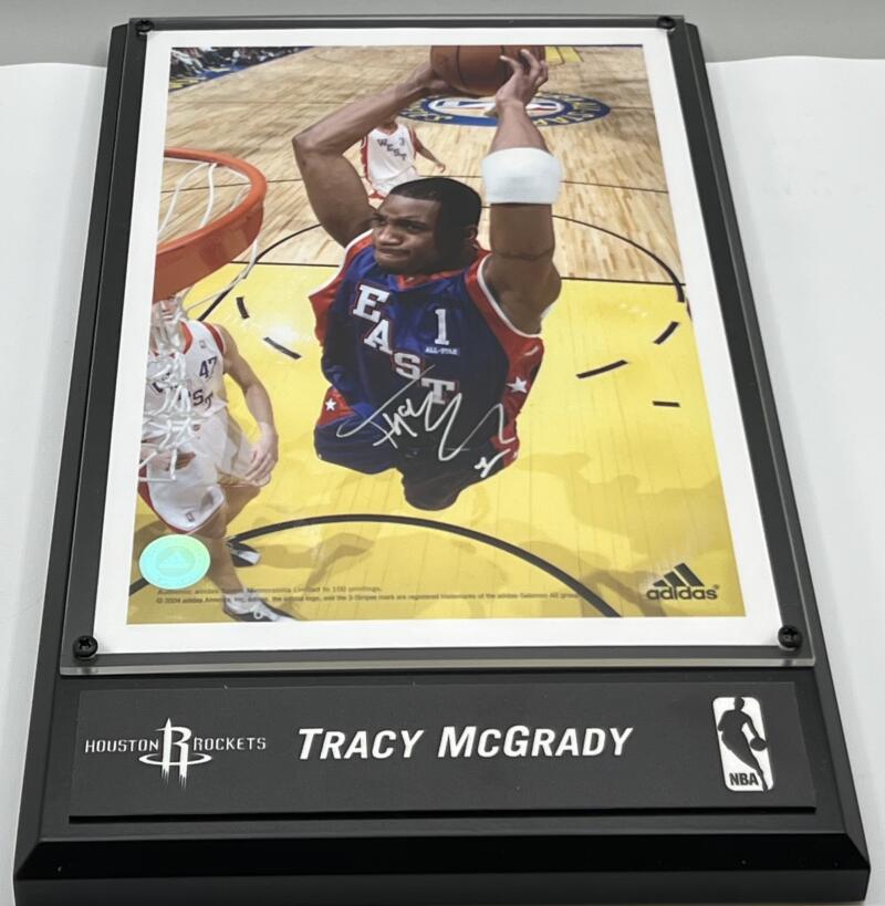 Tracy McGrady Adidas Autograph Signed 8x10 Houston Rockets AllStar Framed Poster Image 2