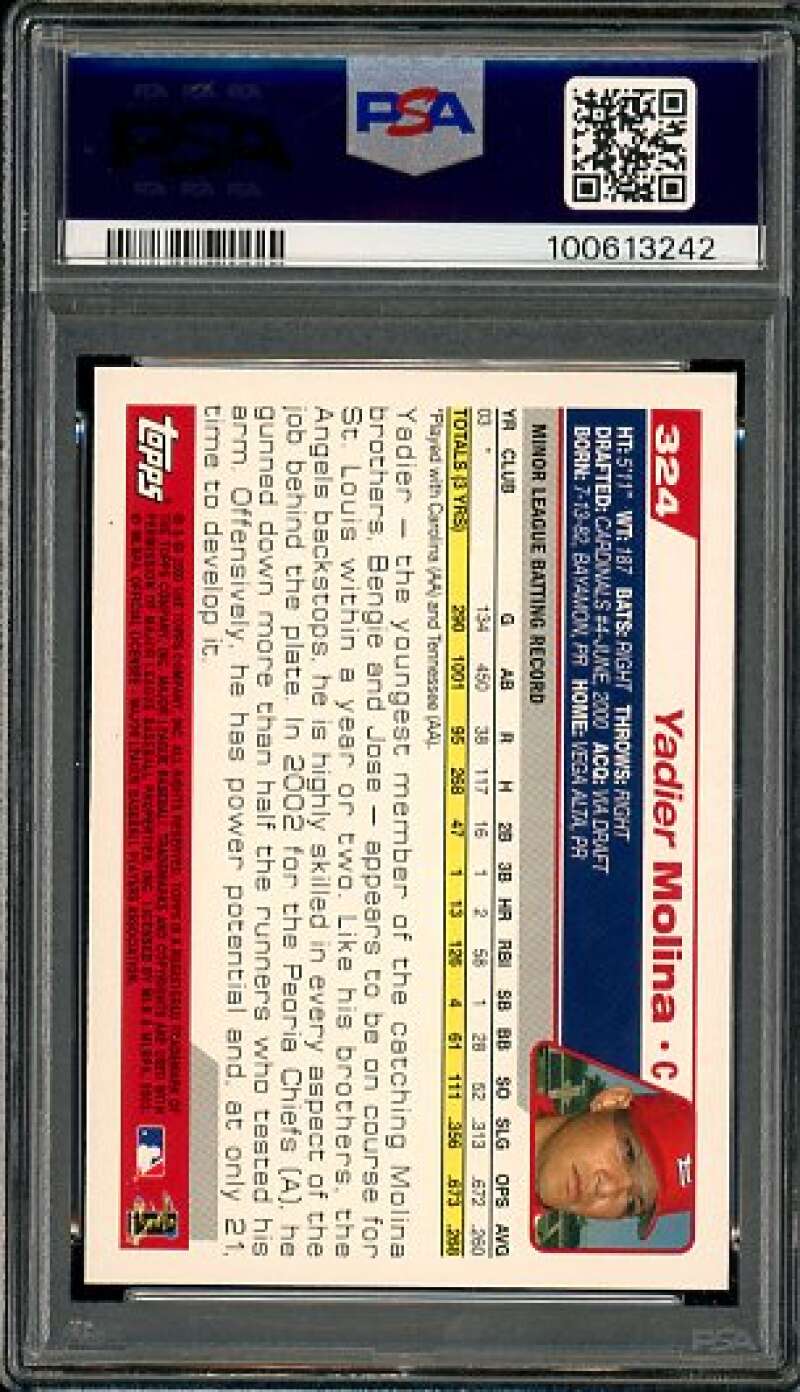 Yadier Molina Rookie Card 2004 Topps #324 PSA 10 Image 2