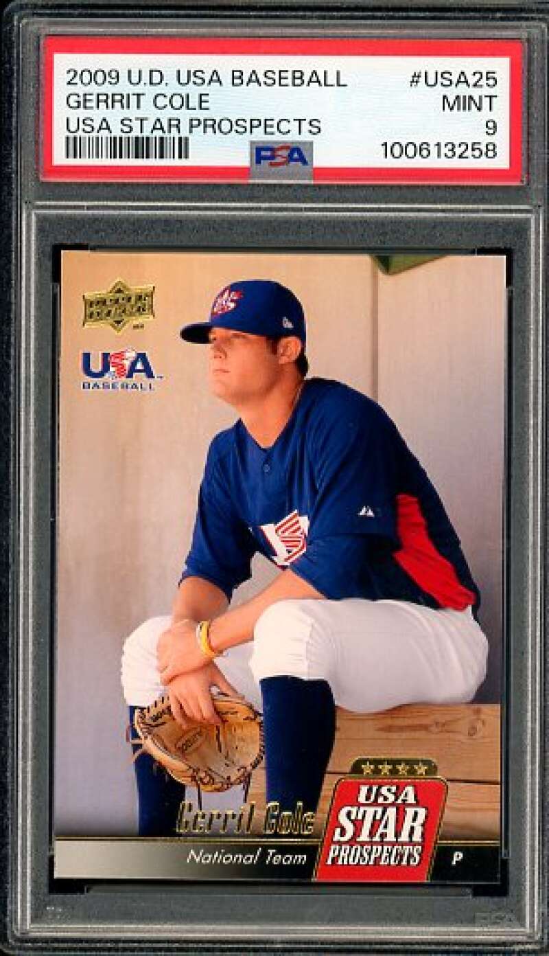 Gerrit Cole Rookie Card 2009 Upper Deck USA Baseball #USA25 PSA 9 Image 1
