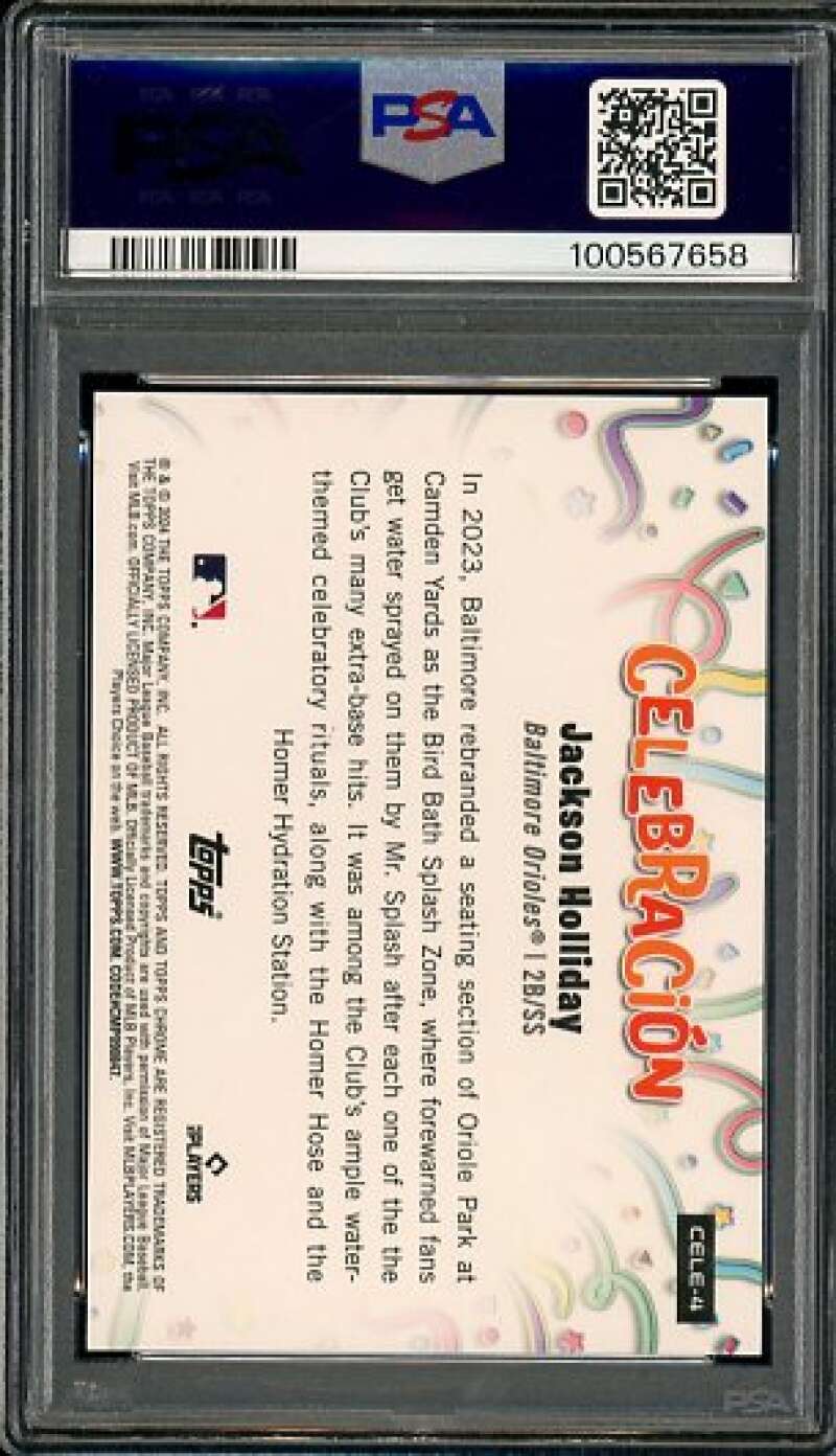 Jackson Holliday Rookie 2024 Topps Chrome Update Celebration (56/99) #1 PSA 10 Image 2