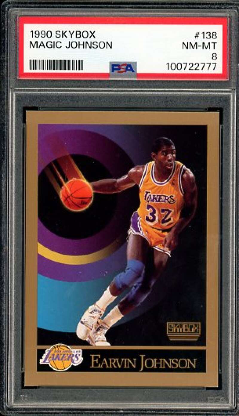 Magic Johnson Card 1990-91 SkyBox #138 PSA 8 Image 1